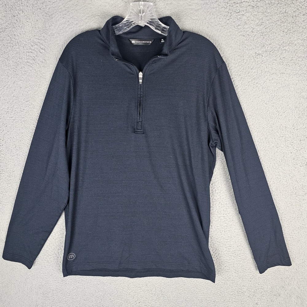 Travis Mathew Pullover Mens M Blue Heathered Quarter Zip Long Sleeve Golf Top